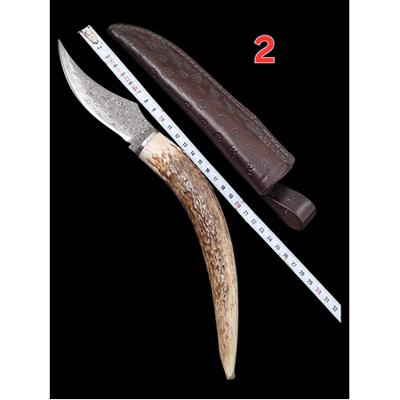 Özel Üretim Geyik Boynuzu Kabzeli Damascus Bıçaklar