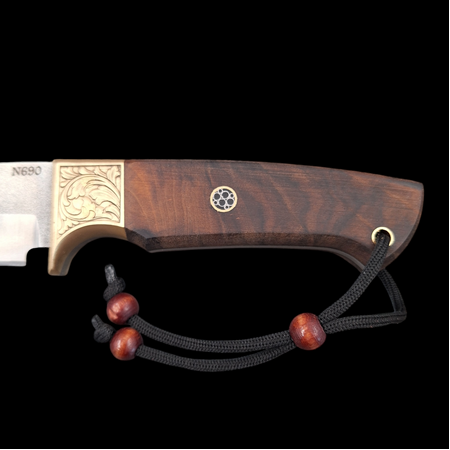 Özel Üretim Gravürlü Sarı Balçıklı Bushcraft N690 Böhler Çelik