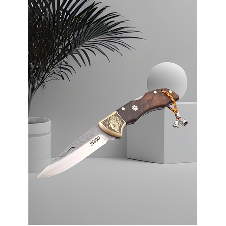 Gravürlü Balçıklı Kilitli yaylı N690  Böhler Çelik Cep Çakısı