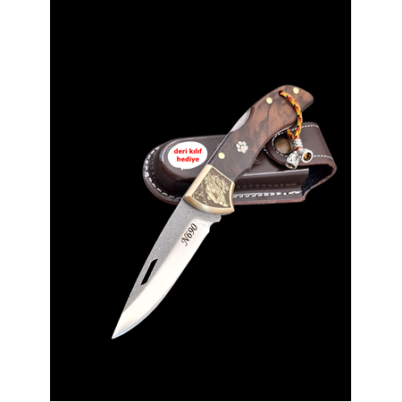 Gravürlü Balçıklı Kilitli yaylı N690  Böhler Çelik Cep Çakısı