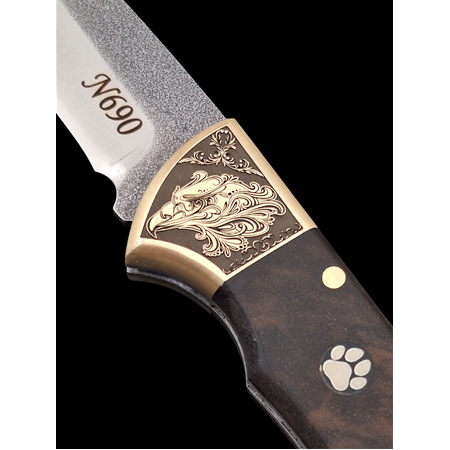 Gravürlü Balçıklı Kilitli yaylı N690  Böhler Çelik Cep Çakısı