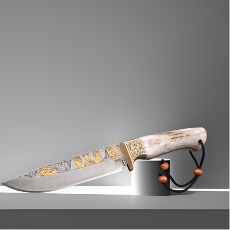 Koleksiyoncular İçin Özel Tasarım: Gravürlü Altın İşlemeli N690 Böhler Çelik Bıçak