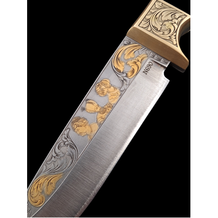 Koleksiyoncular İçin Özel Tasarım: Gravürlü Altın İşlemeli N690 Böhler Çelik Bıçak