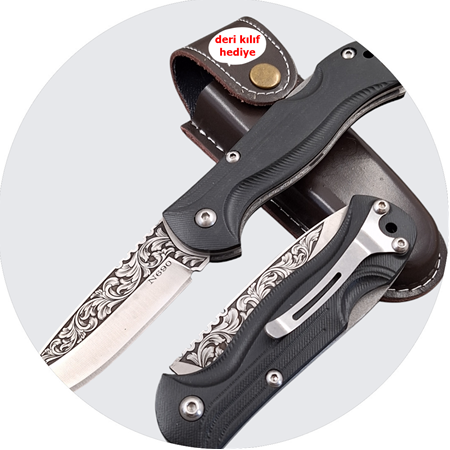 N690 Böhler Çelik Gravürlü Klipsli Kilitli Yaylı Cep Çakısı  Ab 1840