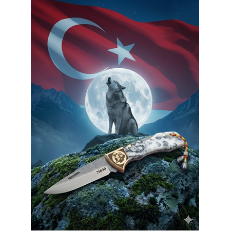 El Yapımı Dayanıklı N690 Böhler Çelik Ful Epoksi Kilitli Yaylı Kamp & Av Çakısı