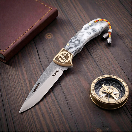 El Yapımı Dayanıklı N690 Böhler Çelik Ful Epoksi Kilitli Yaylı Kamp & Av Çakısı