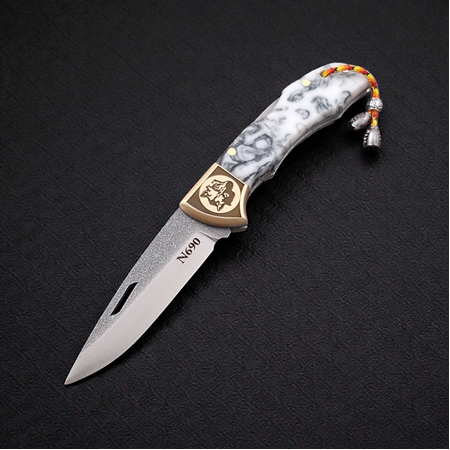 El Yapımı Dayanıklı N690 Böhler Çelik Ful Epoksi Kilitli Yaylı Kamp & Av Çakısı