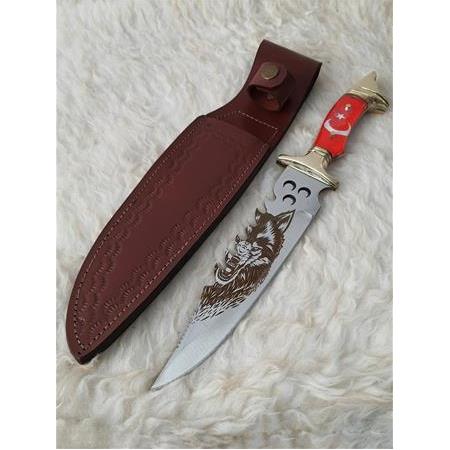 Üç Hilalli Kurt Baskılı Komando Bıçağı Av 379