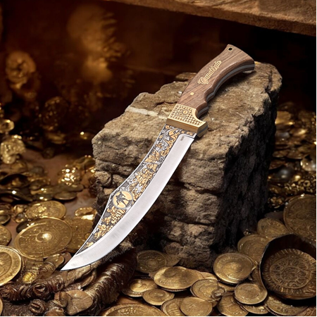 Çanakkale Anısına Özel Gravürlü Altın işlemeli Şehzade Bıçağı | Koleksiyonluk El Yapımı Bıçak