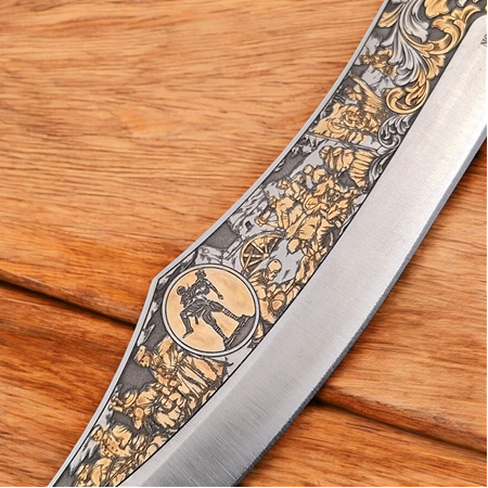 Çanakkale Anısına Özel Gravürlü Altın işlemeli Şehzade Bıçağı | Koleksiyonluk El Yapımı Bıçak