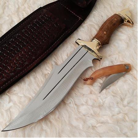 El Yapımı Kurt Başlı Ahşap Büyük Boy Av Kamp Bıçağı