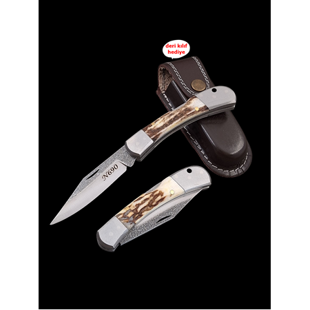 N690 Böhler Çelik Balçıklı Doğal Geyik Boynuzu Çakı-Kolleksiyon Ve Outdoor Kullanım İçin