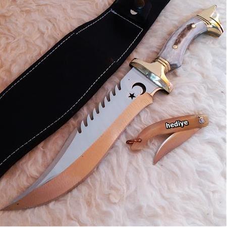 El Yapımı Geleneksel Türk İşçiliği  El Yapımı Ayyıldızlı  Av Kamp Bıçağı