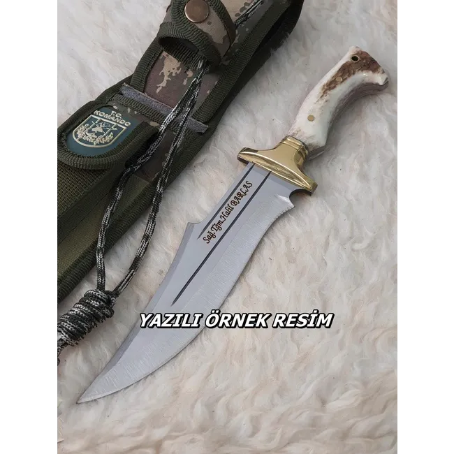 El Yapımı Avcıların Tercihi  Geyik Boynuzu Kamp Bıçağı
