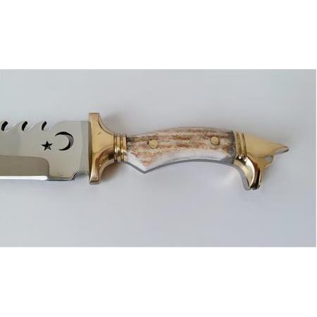 Keskinlik ve Estetik  El İşçiliği Geyik Boynuzu Küçük Boy  Ay Yıldızlı Bıçak