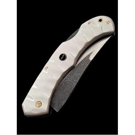 El Yapımı Isıya Suya Dayanıklı Beyaz Kompakt Kabzeli N690 Böhler Çelik Kilitli Çakı