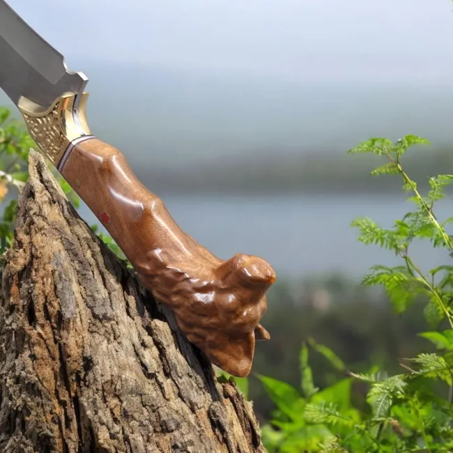 Orman Kamp Palası El işçiliğiyle şekillenen kurt başlı palamız,Kamp, av ve outdoor İçin İdeal