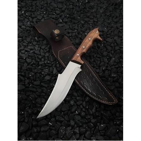 El Yapımı Ahşap Kurt Başlı Av Kamp Bıçağı