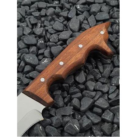 El Yapımı Ahşap Kurt Başlı Av Kamp Bıçağı
