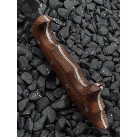 El Yapımı Ahşap Kurt Başlı Av Kamp Bıçağı