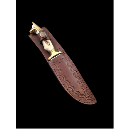 El Yapımı Küçük Boy Kurt Başlı Geyik Boynuzu Bıçak