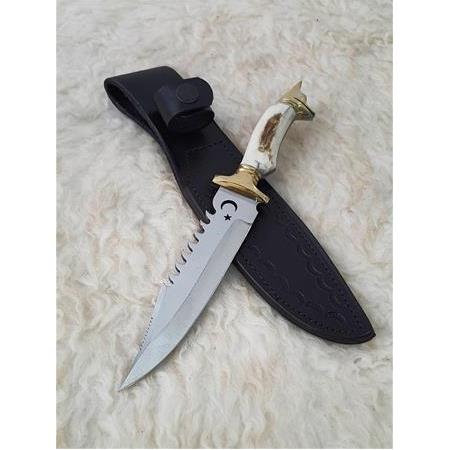 Keskinlik ve Estetik  El İşçiliği Geyik Boynuzu Küçük Boy  Ay Yıldızlı Bıçak