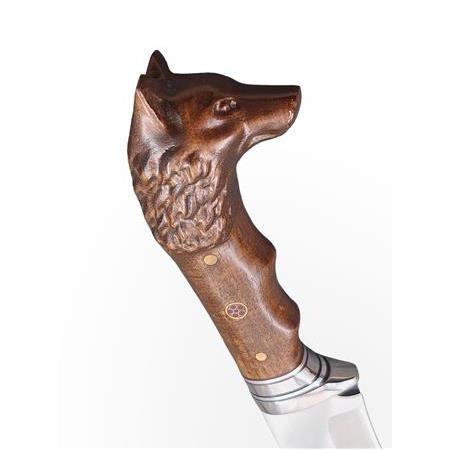 El Yapımı Özel Üretim Kurt Başlı Av Kamp Bıçağı